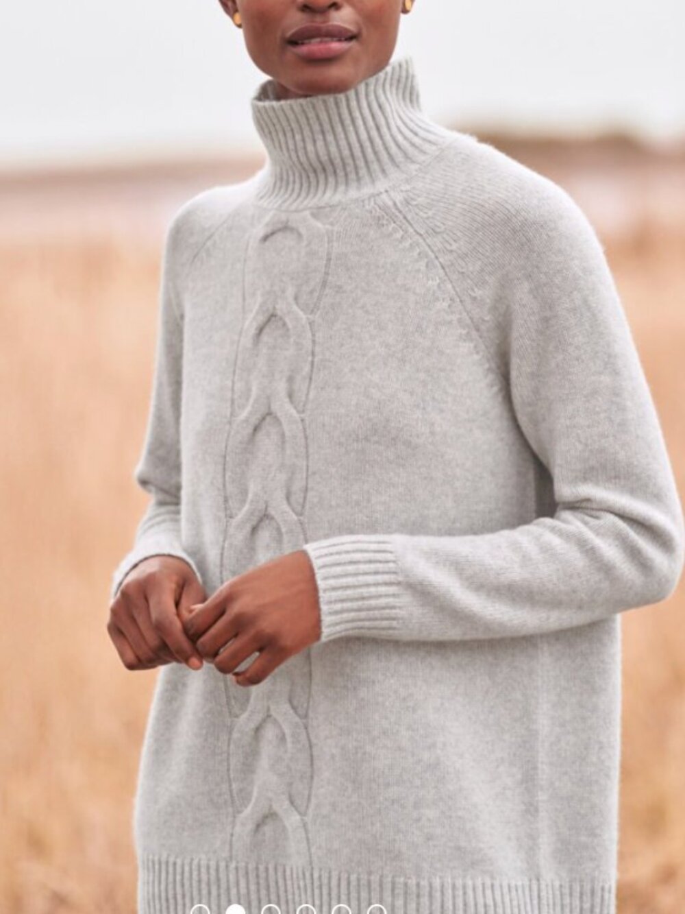 Garnet Hill Cable-Detail Cashmere Tunic Sweater